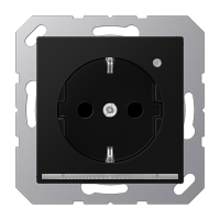 SCHUKO-розетка с ориентационной светодиодной подсветкой, со встроенным датчиком освещённости, с дополнительной защитой; черный матовый; A500, A1520-OSWMLNW