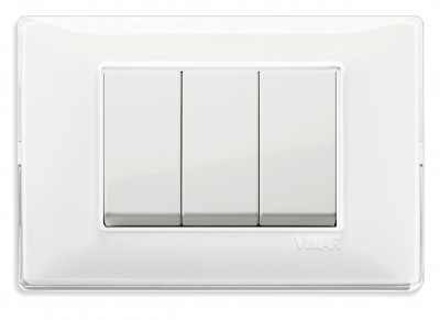 Выключатель 3-х клавишный, белый, серия Plana