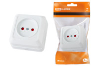Розетка 2П открытой установки с з/ш IP20 10А, белый "Ладога" TDM Electric, SQ1801-0059