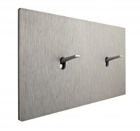 Fontini Блок на 2 поста: выключатели 1-клавишные, цвет матовый алюминий, нержавеющая сталь, Fontini, серия Font barcelona 5.1