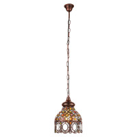 49765 Подвес JADIDA, 1х60W (E27), ?220, H1100, сталь, медь состарен./стекло, разноцветн.