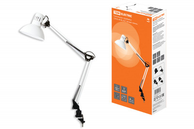Светильник струбцина 220В, 40Вт, E27 белый глянец TDM Electric, SQ0337-0030