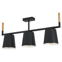 43611 Подвесной потолочный светильник (люстра) LACEY, 3Х40W, E27, L780, B160, H335, сталь//дерево, че