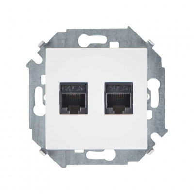 Simon Simon15 Розетка компьют. 2хRJ45 кат.5e (AMP), белая, 1591552-030