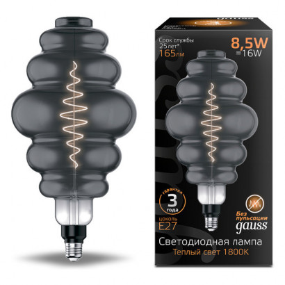 Лампа Gauss Filament Honeycomb 8.5W 165lm 1800К Е27 gray LED 1/2, 161802005