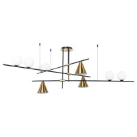 Arte Lamp JACOB, Светильник потолочный, цвет арматуры - черный, цвет плафона/декора - полированная медь; белый, 9x40W E27, A7029PL-9BK