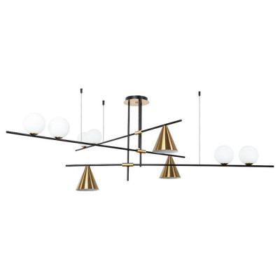 Arte Lamp JACOB, Светильник потолочный, цвет арматуры - черный, цвет плафона/декора - полированная медь; белый, 9x40W E27, A7029PL-9BK