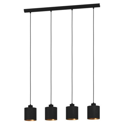 900148 Подвес ZARAGOZA, 4x28W(E27), сталь, черный, текстиль, черн, золотой