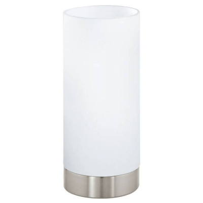 95775 Наст. лампа DAMASCO 1, 1х60W(E27), ?100, H215, сталь, никель матовый/сатиновое стекло, белый