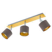 97538 Спот VALBIANO, 3х10W (E14), L560, B70, сталь, латунь брашир., никель матовый/текстиль, капучин