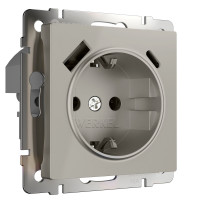 Werkel W1271704/ Розетка с заземлением, шторками и USB тип A+C (дымчатый), a069465