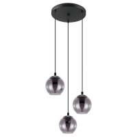98653 Подвес ARISCANI, 3х40W (E27), ?200, H1100, сталь, черный /дымчатое стекло, черный-прозрачный