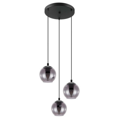 98653 Подвес ARISCANI, 3х40W (E27), ?200, H1100, сталь, черный /дымчатое стекло, черный-прозрачный