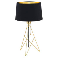 39179 Настольная лампа CAMPORALE с шнур. выкл., 1х60W(E27), ?300, H560, сталь, латунь//текстиль, черн, 39179