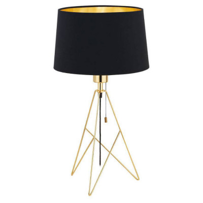 39179 Настольная лампа CAMPORALE с шнур. выкл., 1х60W(E27), ?300, H560, сталь, латунь//текстиль, черн, 39179