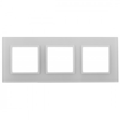 Эра Elegance Рамка для розеток и выключателей 14-5103-01 на 3 поста, стекло, белый+белый