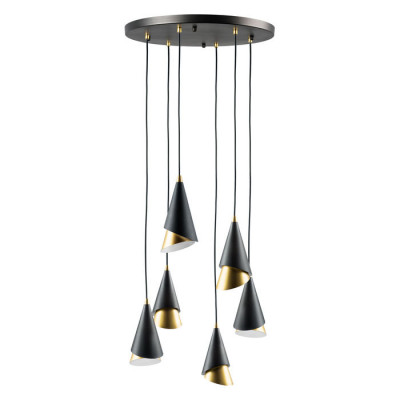 Lightstar 757060 (MD9700-6A ) Люстра CONE 6х40W E14 ЧЕРНЫЙ /ЗОЛОТО (в комплекте)