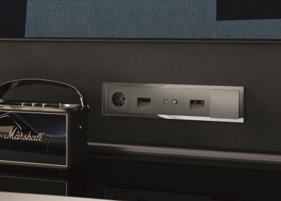 Рамка стеклянная VOLTUM S70 на 5 постов, (титан, стекло), VLS110506