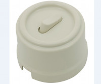 Bironi Выключатель 1-кл. проходной, пластик, цвет Слоновая кость (клавишный), B1-221-211