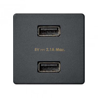 Simon 27 графит Зарядное устройство 2xUSB 2.1А 230В~, 2701096-038