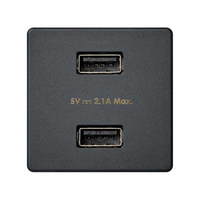 Simon 27 графит Зарядное устройство 2xUSB 2.1А 230В~, 2701096-038
