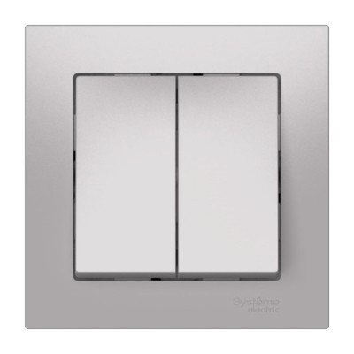 ATN000352S - ATLASDESIGN 2-клавишный ВЫКЛЮЧАТЕЛЬ, сх.5, 10АХ, в сборе, быстрозажим. клем., АЛЮМИНИЙ, Systeme Electric