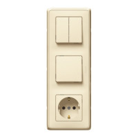 Legrand Блок: Выключатель 1-клавишный + 2-клавишный, розетка 2к+з, цвет  - слоновая кость, серия Cariva Legrand Блок: Выключатель 1-клавишный + 2-клавишный, розетка 2к+з, цвет  - слоновая кость, серия Cariva