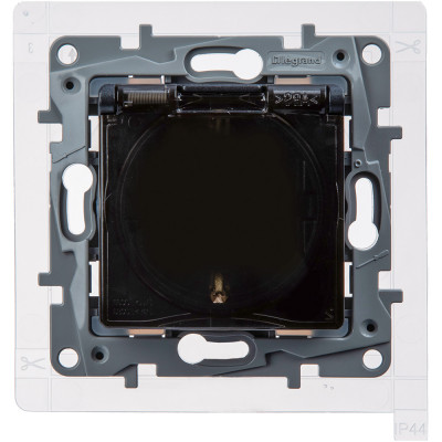 Legrand Розетка с заземлением IP44 - Legrand Etika - со шторками с защитной крышкой 16А 250В винтовые зажимы - антрацит, 672626