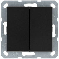 Выключатель двухклавишный 10A 250V~ с накладкой, цвет Антрацит, G3023B, Jasmart Electric