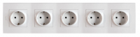 Legrand Блок из 5 электрических розеток, цвет - белый, серия Etika