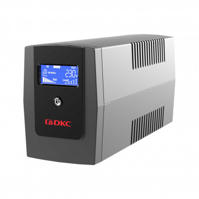 Линейно-интерактивный ИБП ДКС серии Info LCD, 600 ВА/360 Вт, 1/1, 3xIEC C13, USB + RJ45, LCD, 1x7Aч, INFOLCD600I