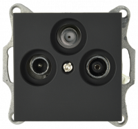 Розетка TV+FM+SAT ?9.5mm оконечная с накладкой, цвет черный матовый (soft touch), G6206PB, Jasmart Electric