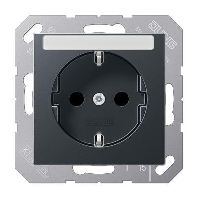 Розетка SCHUKO® 16A 250V с защитой от детей; с полем для надписи; термопласт; матовый антрацит, A1520BFKINAANM