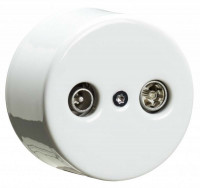 Fontini Do Розетка ТV/FM/SAT 2 гнезда одинарная о/п, белый фарфор