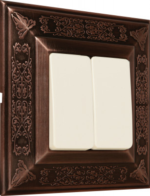 Fede Выключатель 2-клавишный, цвет бежевый - Copper, серия Granada