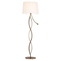 LUSSOLE AJO Торшер, цвет основания - бронзовый, плафон - ткань (цвет - белый), 2x60+3W E27 +LED, LSP-0552