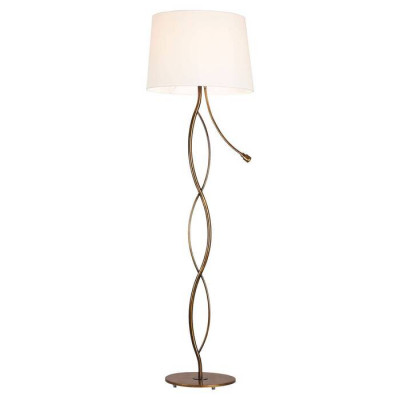 LUSSOLE AJO Торшер, цвет основания - бронзовый, плафон - ткань (цвет - белый), 2x60+3W E27 +LED, LSP-0552