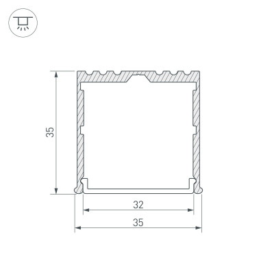 Профиль ARH-POWER-W35-2000 ANOD (Arlight, Алюминий), 016138
