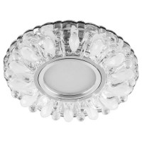 Светильник потолочный встраиваемый со светодиодной подсветкой 15LED*2835 SMD 4000K, MR16 50W G5.3, прозрачный-матовый, хром, CD914 с драйвером в компл, Feron 29535