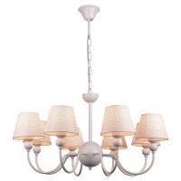 LUSSOLE HARTFORD Люстра подвесная, цвет основания - белый, плафон - ткань (цвет - белый), 8x40W E27, LSP-8033
