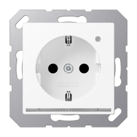SCHUKO-розетка с ориентационной светодиодной подсветкой, со встроенным датчиком освещённости, с дополнительной защитой; белый матовый; A500, A1520-OWWMLNW