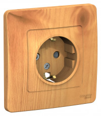 BLANCA С/У РОЗЕТКА с заземлением со шторками, 16А, 250В, ЯСЕНЬ