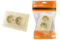 Розетка двойная 2П с защ. шт. 10А 250В сл. кость "Таймыр" TDM Electric, SQ1814-0117