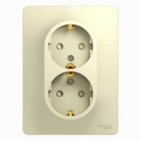 РОЗЕТКА двойная с заземлением со шторками, 16А, в сборе, БЕЖЕВЫЙ