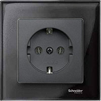 Розетка 2к+з, вставка - антрацит,  рамка стекло цвет оникс, серия M-Elegance