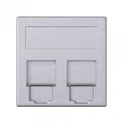 Simon Cima 500 Алюминий Адаптер для 2 шт RJ-45 CJ545.., CJ645.., CJ6A45F, шторки, 50х50мм,, 50000089-033