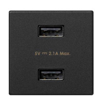 Simon Зарядное устройство 2хUSB, К45, 5 В, 2,1 А, графит, K126E-14