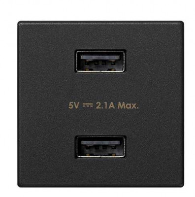 Simon Зарядное устройство 2хUSB, К45, 5 В, 2,1 А, графит, K126E-14