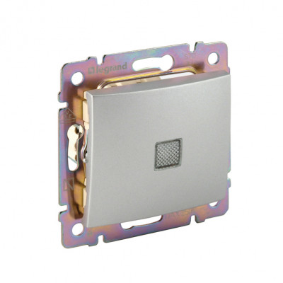 Legrand Переключатель одноклавишный с подсветкой - Legrand Valena - 10А 250В схема 6L безвинтовые зажимы - алюминий, 770126