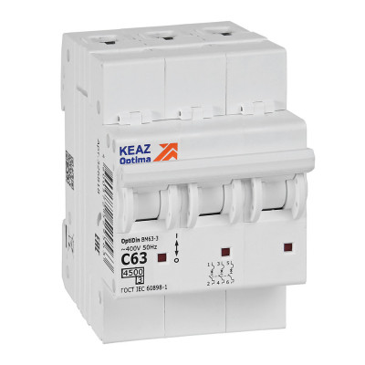 КЭАЗ OptiDin BM63 Автоматический выключатель 3P 63А C 4,5кА AC (BM63-3C63-4,5-УХЛ3)